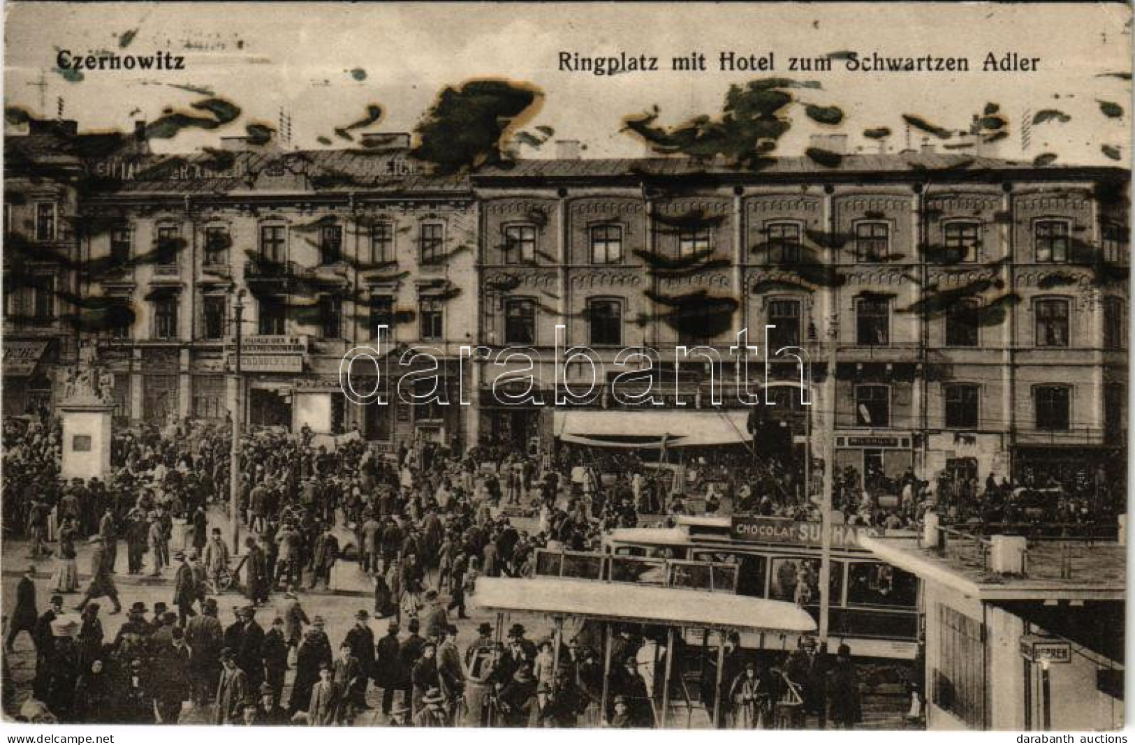 T2/T3 1915 Chernivtsi, Czernowitz, Cernauti, Csernyivci (Bukovina, Bukowina); Ringplatz Mit Hotel Zum Schwartzen Adler / - Ohne Zuordnung