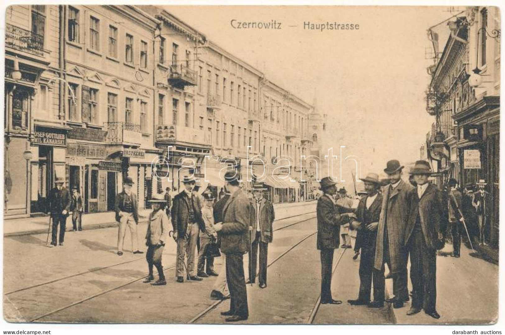 ** T3 Chernivtsi, Czernowitz, Cernauti, Csernyivci (Bukovina, Bucovina, Bukowina); Hauptstrasse / Main Street, Shop Of J - Unclassified