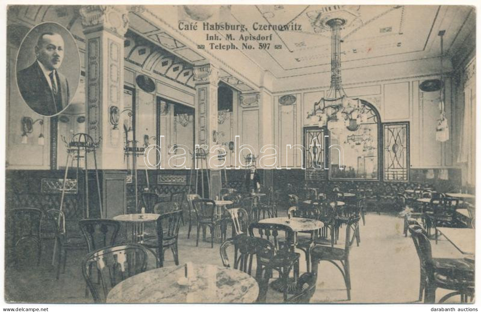 T2/T3 1916 Chernivtsi, Czernowitz, Cernauti, Csernyivci (Bukovina, Bucovina, Bukowina); Café Habsburg (Inh. M. Apisdorf) - Non Classés