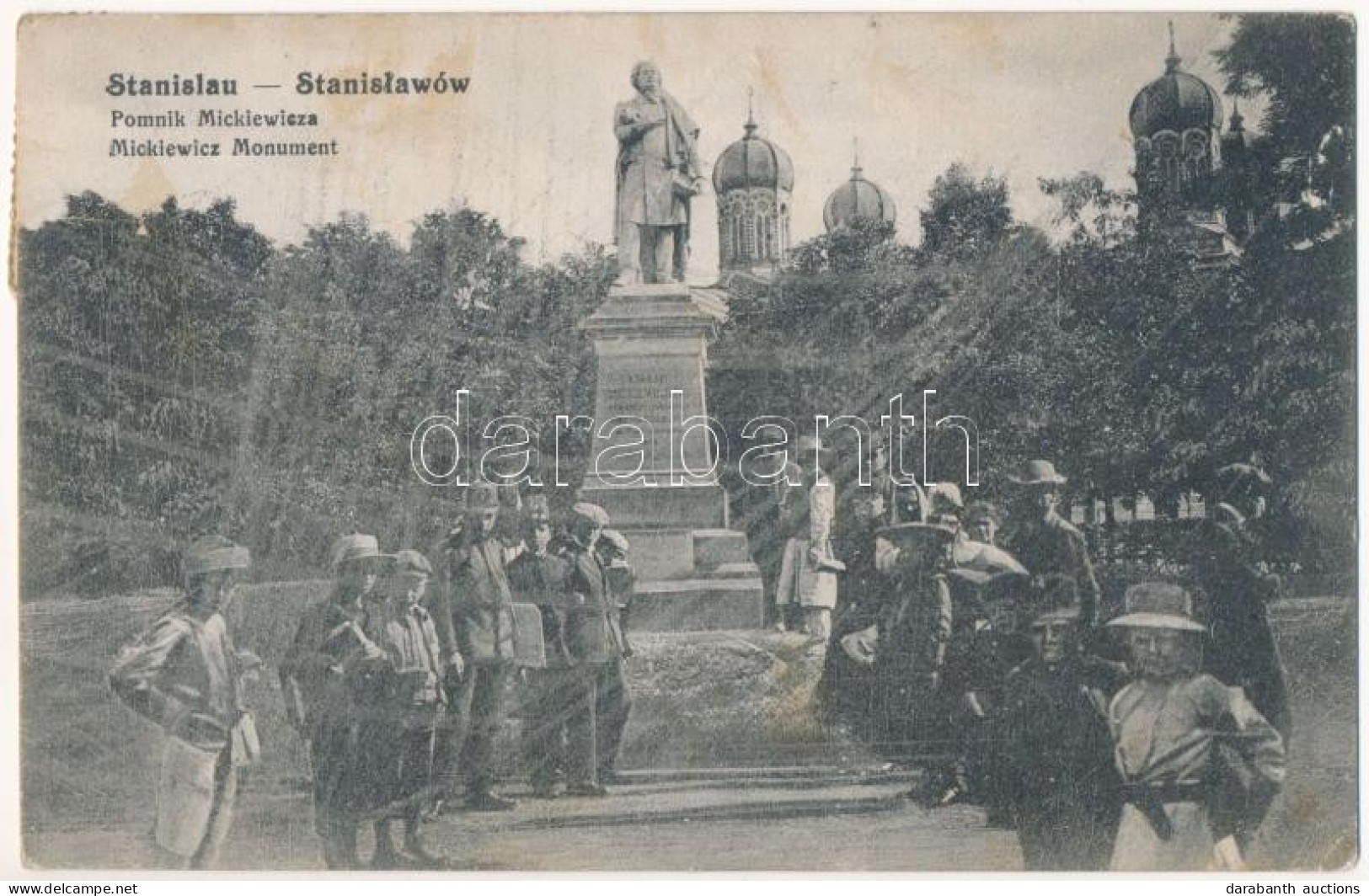 T2/T3 1916 Ivano-Frankivsk, Stanislawów, Stanislau; Pomnik Miczkiewicza / Miczkiewicz Monument / Monument, Synagogue In  - Ohne Zuordnung