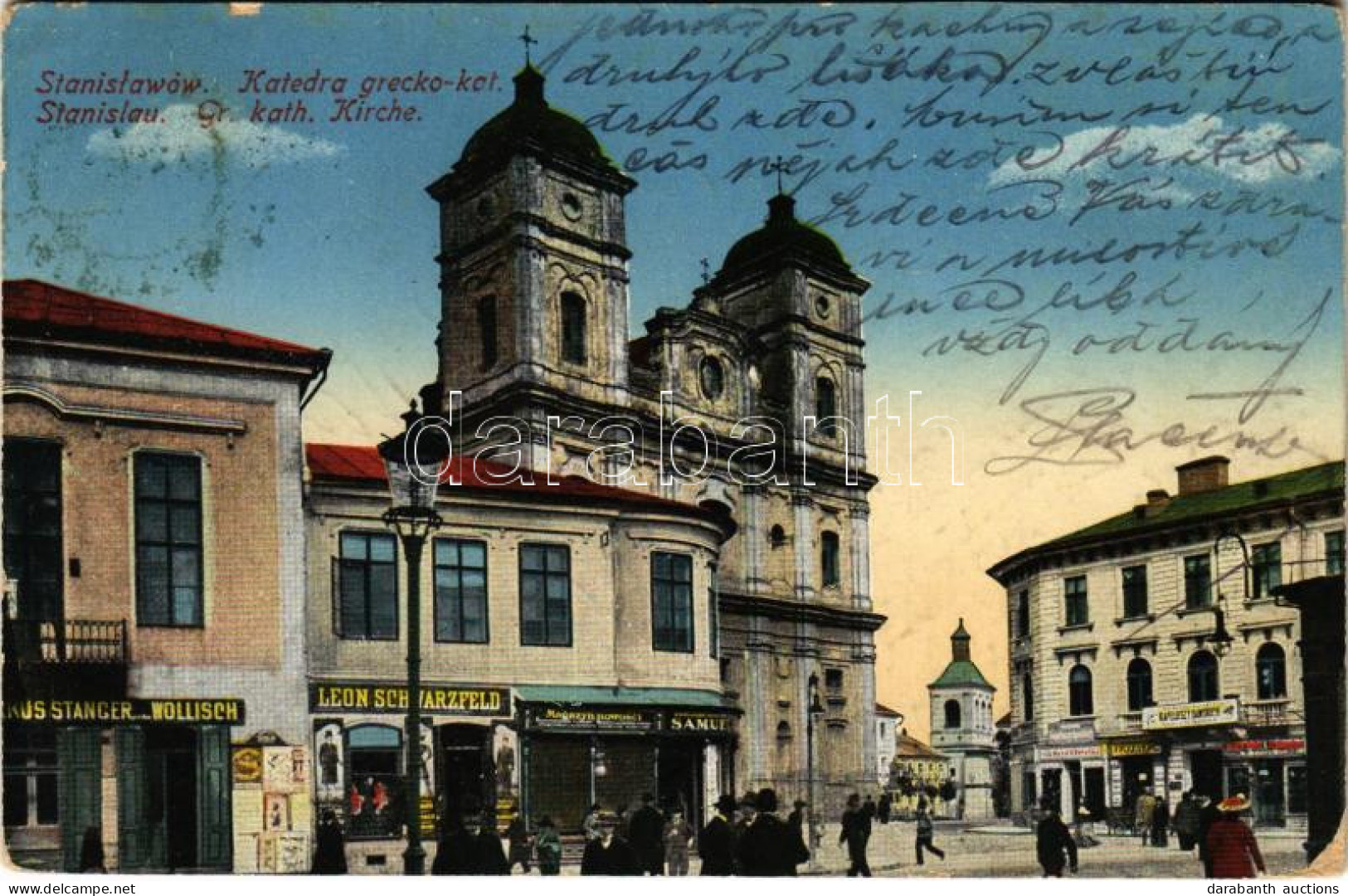 T2/T3 1915 Ivano-Frankivsk, Stanislawów, Stanislau; Katedra Grecko-kot. / Greek Catholic Church, Shops Of Markus Stanger - Ohne Zuordnung