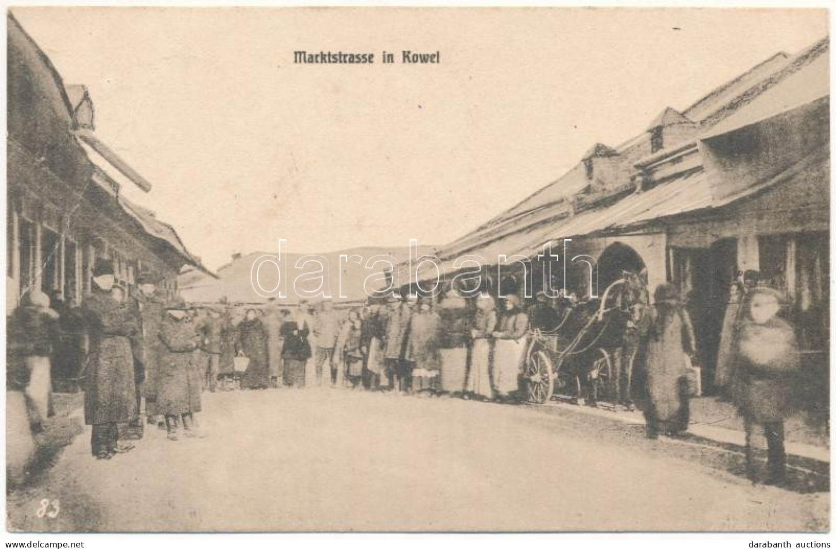 T3 1916 Kovel, Kowel; Marktstrasse / WWI Market Street With German Soldiers (EB) - Non Classés