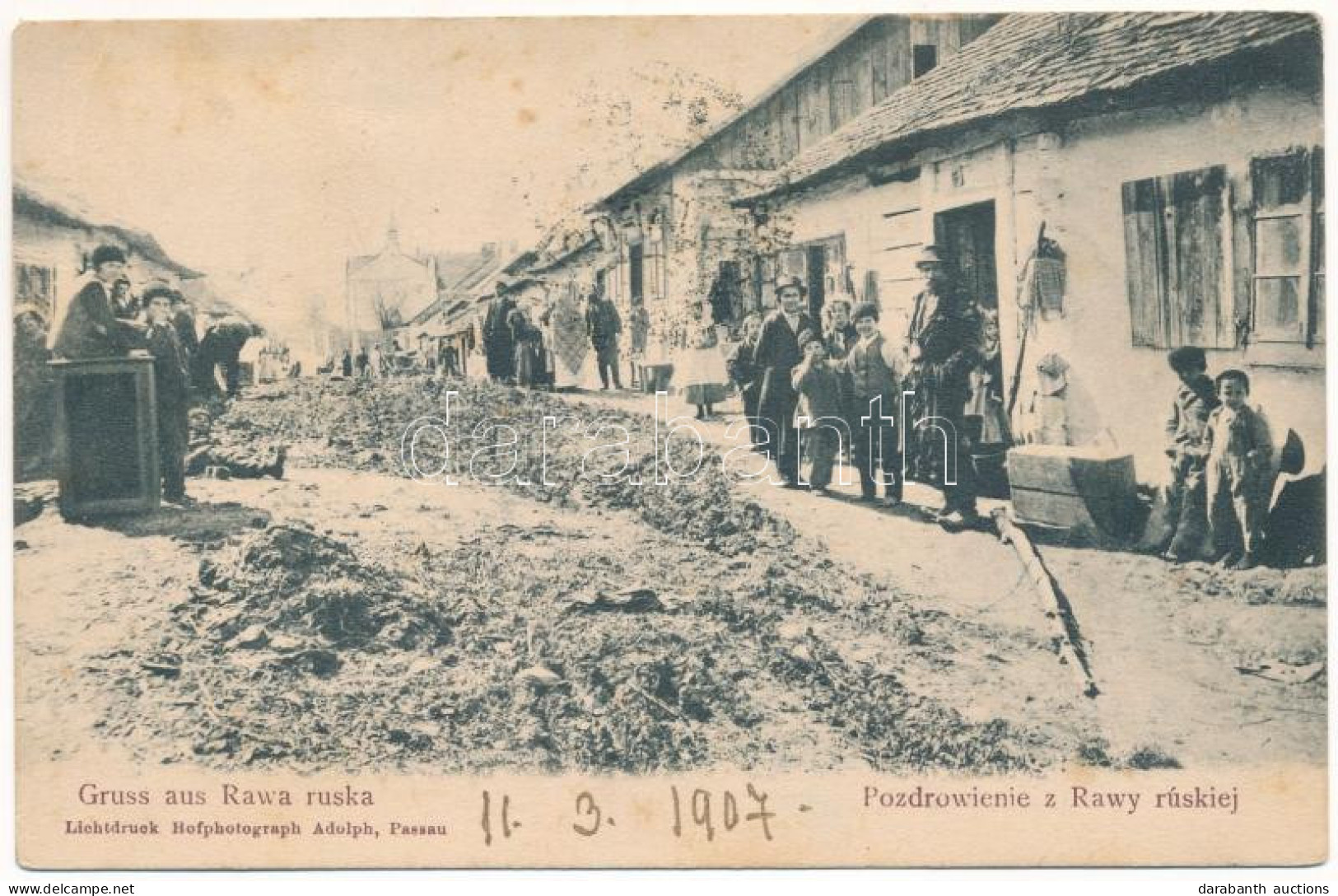 T3 1907 Rava-Ruska, Rawa Ruska; Street View With Shop. Lichtdruck Hofphotograph Adolph (EB) - Ohne Zuordnung