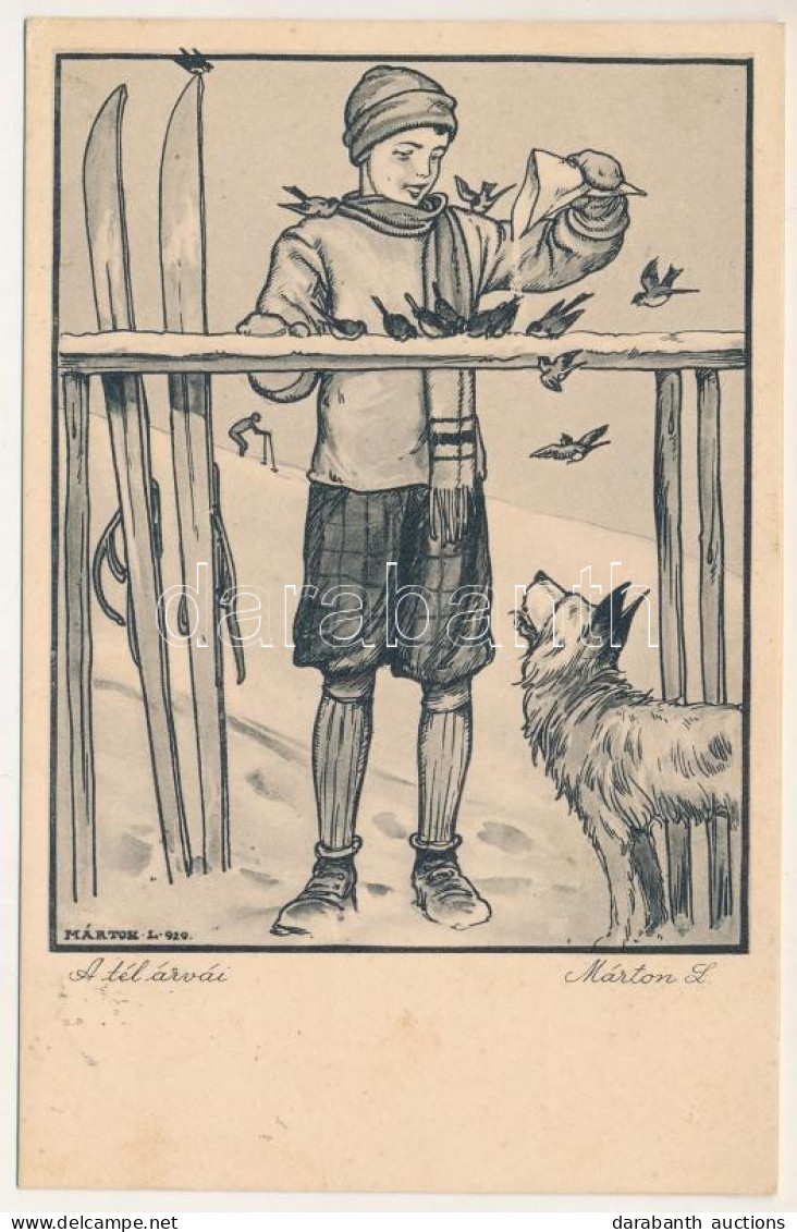T2/T3 1931 A Tél árvái. Cserkész Síelés Közben, Téli Sport. Márton Műterem Kiadásai 8. / Hungarian Scout Art Postcard, W - Ohne Zuordnung