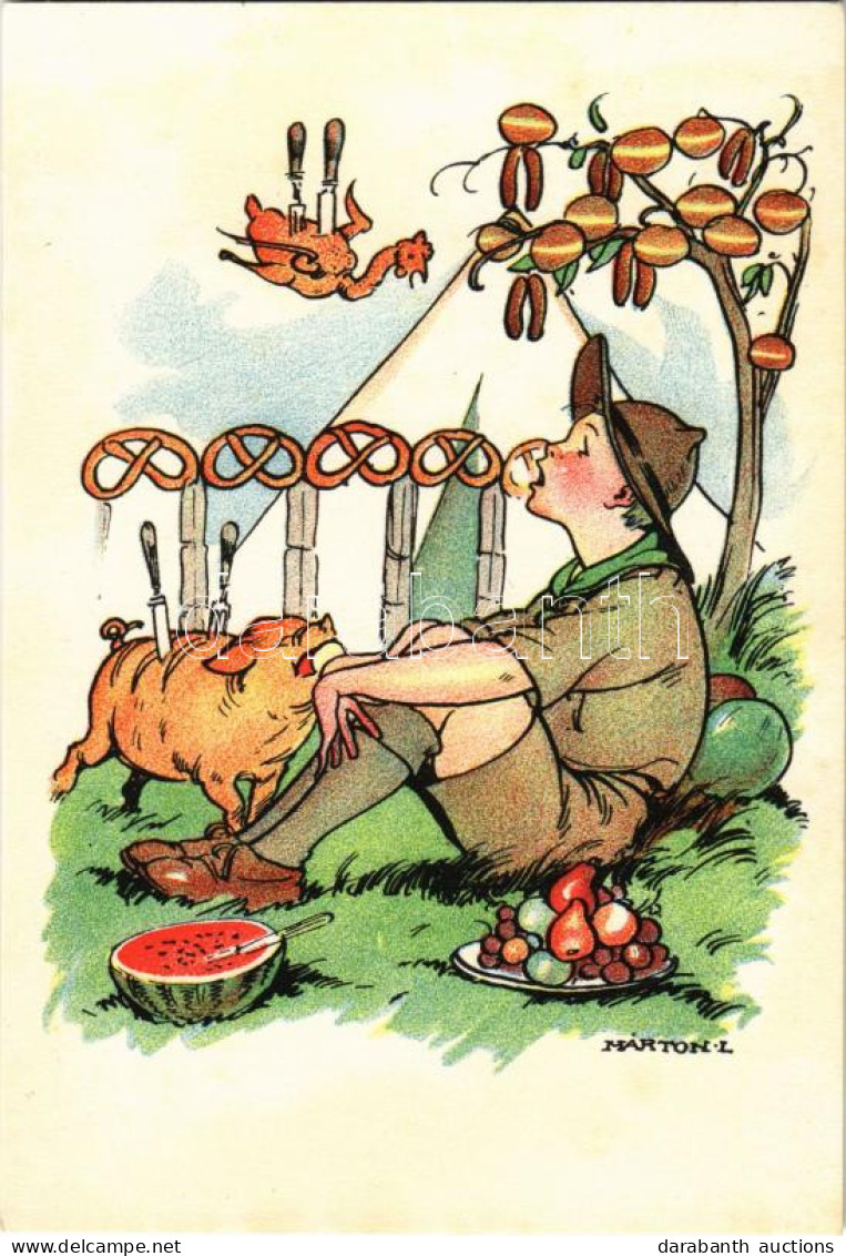 ** T2/T3 Cserkész Művészlap. Magyar Cserkészszövetség Kiadása. Klösz Gy. és Fia / Hungarian Boy Scout Art Postcard S: Má - Ohne Zuordnung