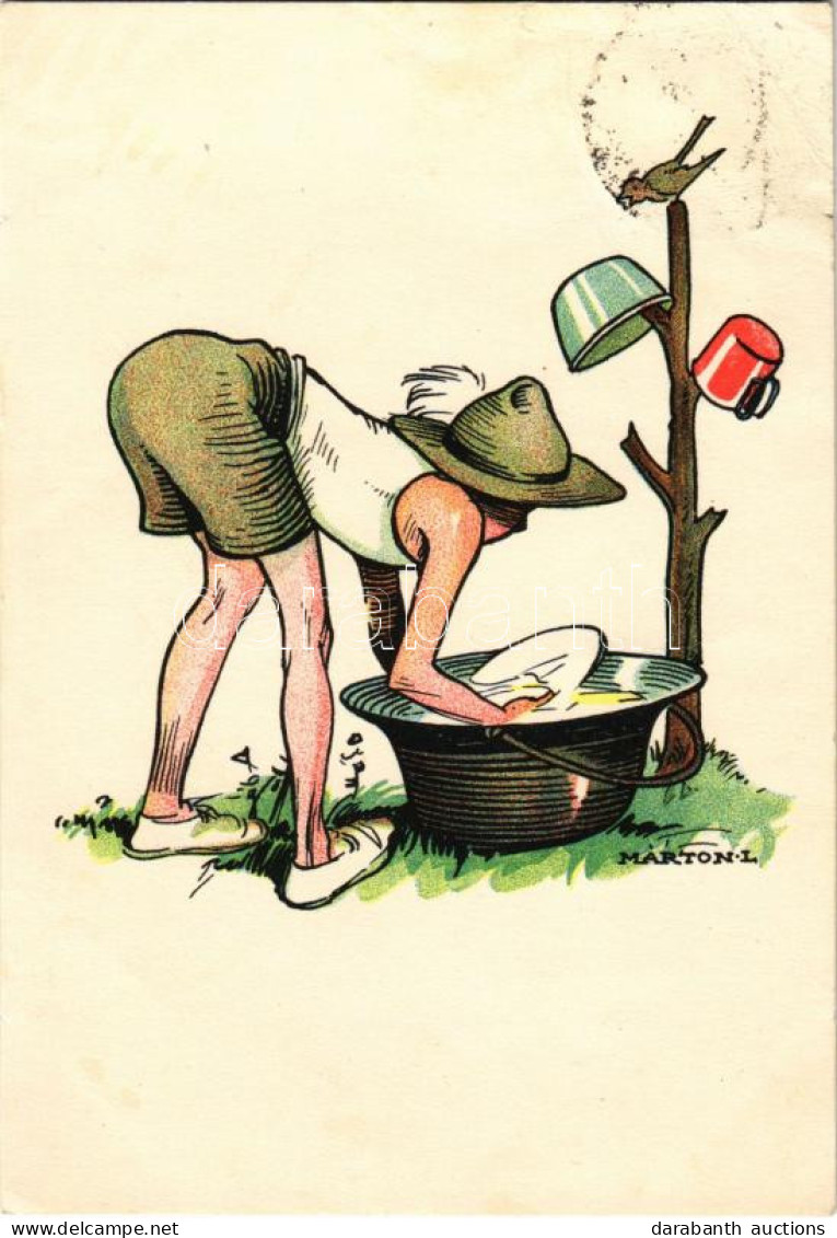 * T3 1933 Cserkész Művészlap. Magyar Cserkészszövetség Kiadása. Klösz Gy. és Fia / Hungarian Boy Scout Art Postcard S: M - Non Classés