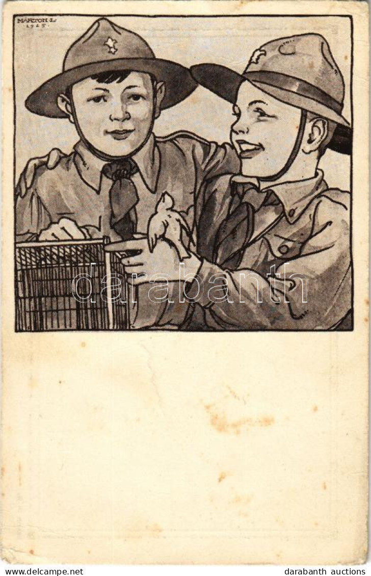 ** T2/T3 Cserkész Művészlap. Kiadja A Magyar Cserkészszövetség Kiadóvállalta / Hungarian Boy Scout Art Postcard S: Márto - Non Classificati