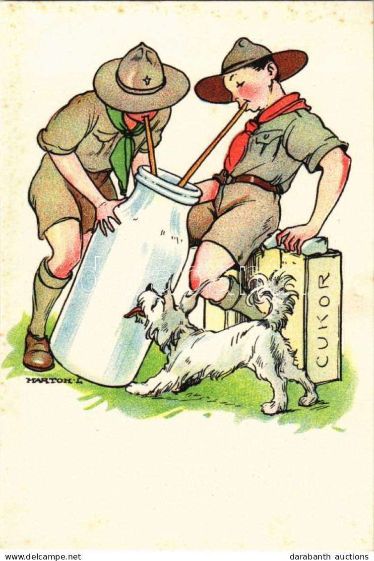 ** T2/T3 Cserkész Művészlap. Magyar Cserkészszövetség Kiadása. Klösz Gy. és Fia / Hungarian Boy Scout Art Postcard S: Má - Unclassified