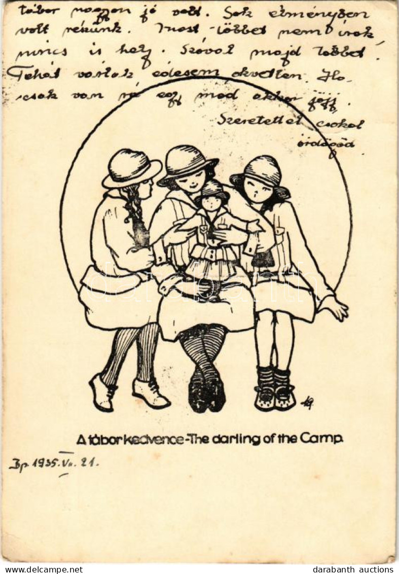 T2/T3 1935 A Tábor Kedvence. Magyar Cserkészleány Szövetség Kiadása / The Darling Of The Camp. Hungarian Girl Scout Art  - Unclassified