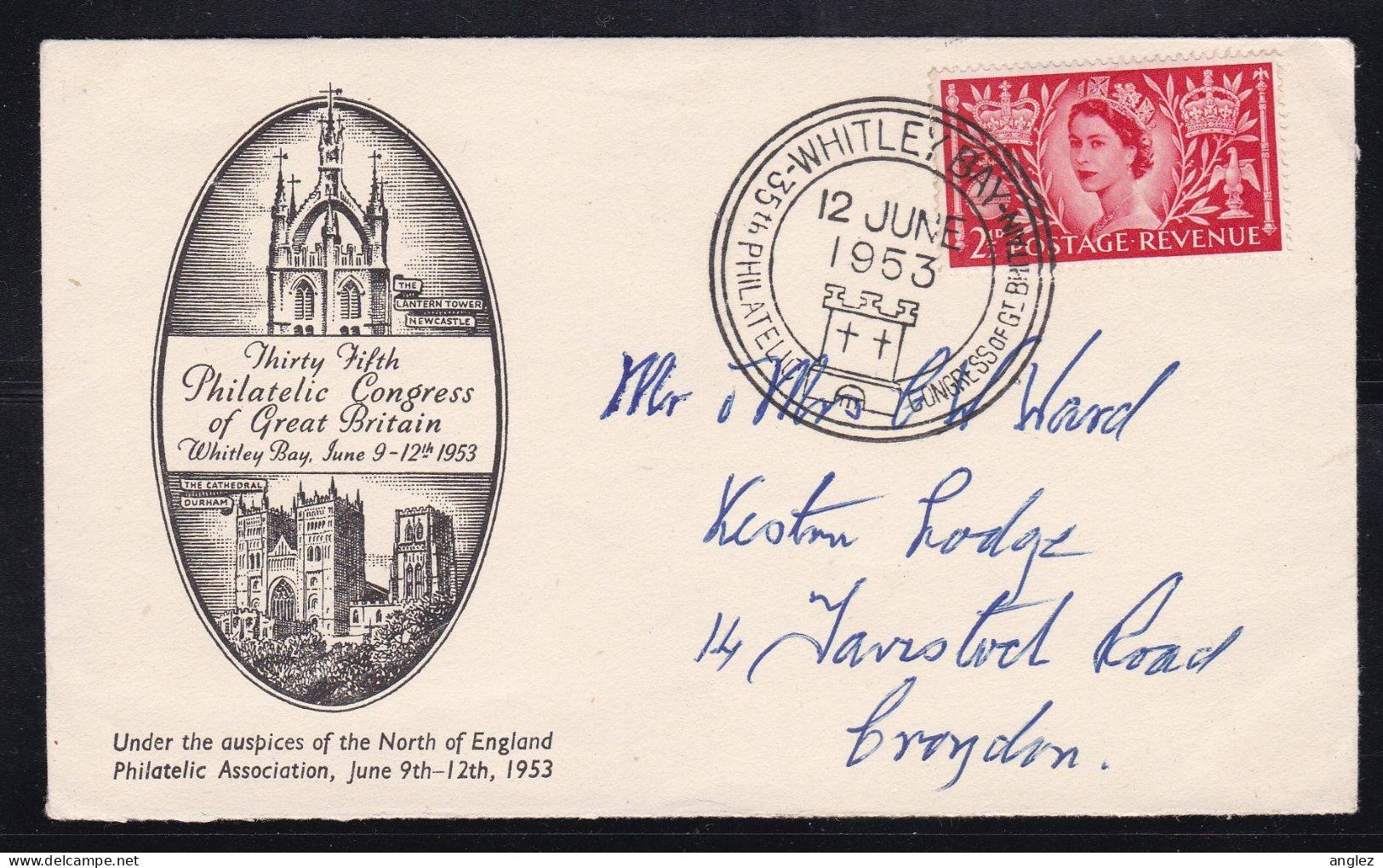 Great Britain - 1953 Philatelic Congress Whitley Bay Illustrated Cover - Covers & Documents