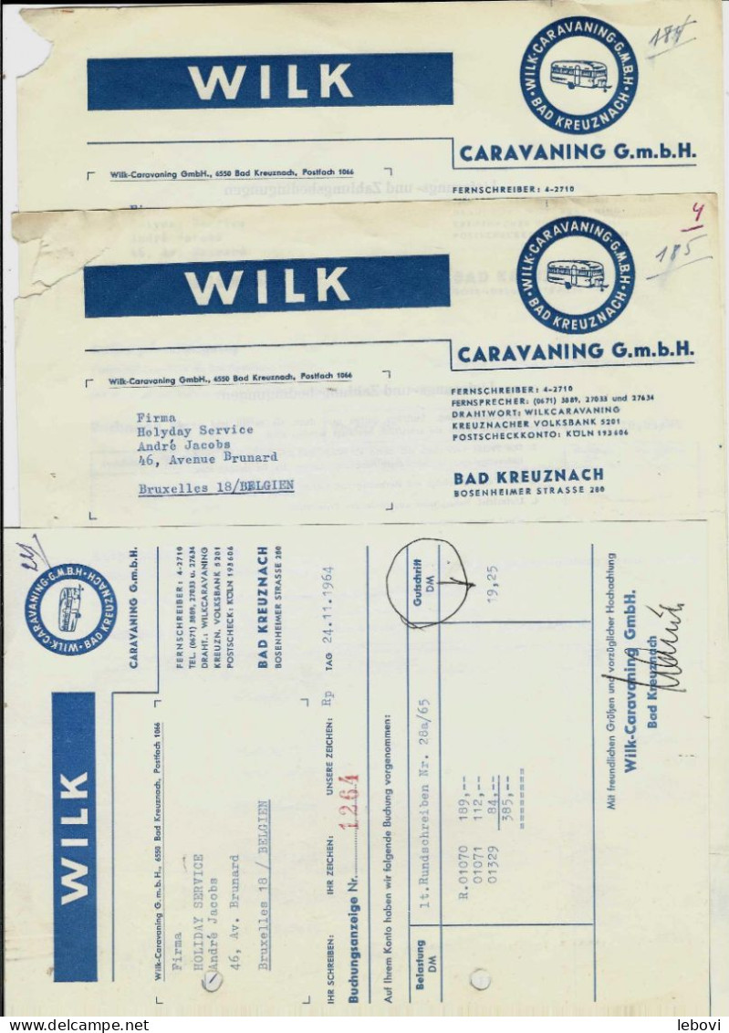 Allemagne – BAD KREUZNACH  – Ets. WILK CARAVANING - Lot De 8 Documents Commerciaux (1964) - 1950 - ...
