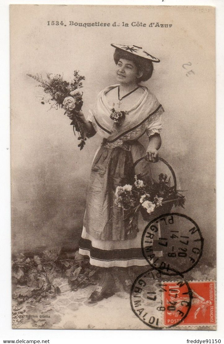 06 . Nice . Femme . La Bouquetière De La Côte D'Azur . 1917 - Petits Métiers