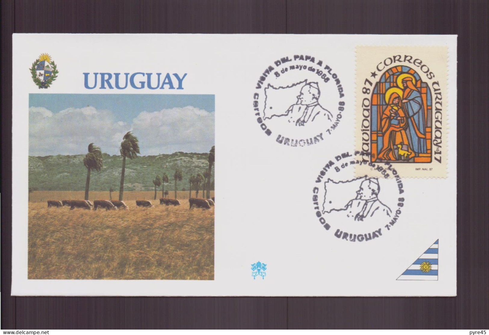 Uruguay, Enveloppe Avec Cachet Commémoratif " Visite De Jean-Paul II "  Florida, 8 Mai 1988 - Uruguay