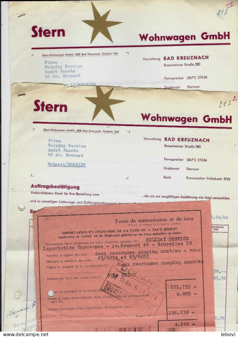 Allemagne – BAD KREUZNACH  – Ets STERN Wohnwagen - Lot De 6 Documents Commerciaux (1964) - 1950 - ...