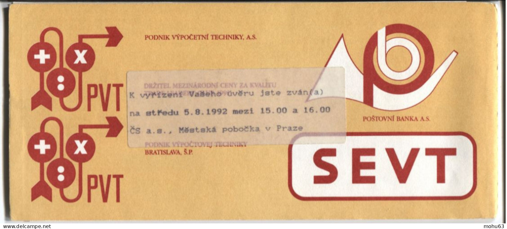 Tschechoslowakei Koupon-Heft II Aus Der Privatisierungsaktion, 1000 Kc. Registrierungsmarke - Lettres & Documents