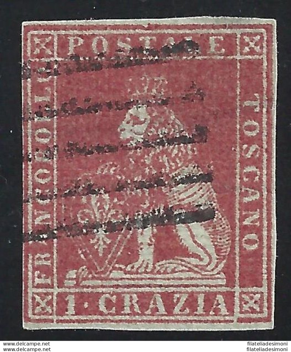 1851 Toscana, N° 4  USATO Firma A. Diena - Toscana