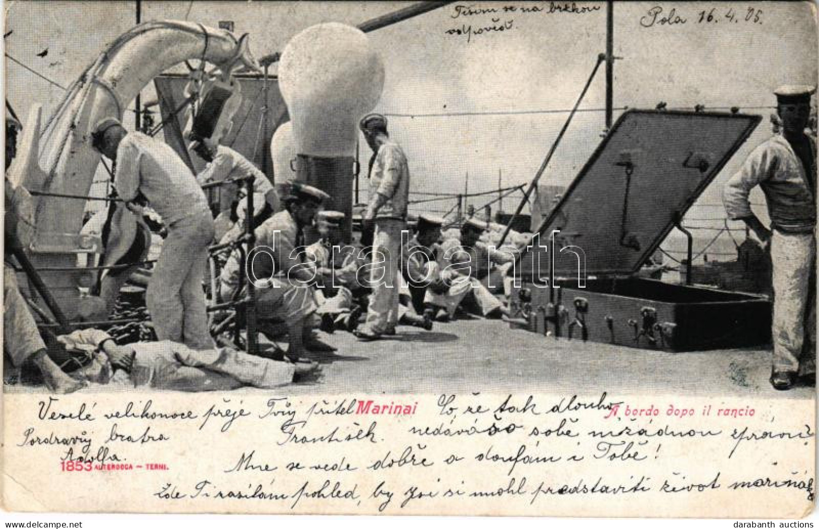 T2/T3 1905 Marinai, A Bordo Dopo Il Rancio / K.u.K. Kriegsmarine Matrosen / Austro-Hungarian Navy Mariners On Board. Alt - Non Classés