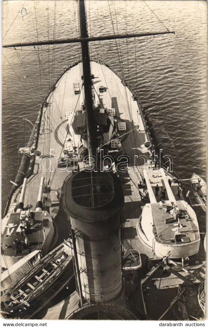T2/T3 SMS Erzherzog Franz Ferdinand Az Osztrák-Magyar Haditengerészet Radetzky-osztályú Csatahajó Képe Az árbócból / K.u - Unclassified