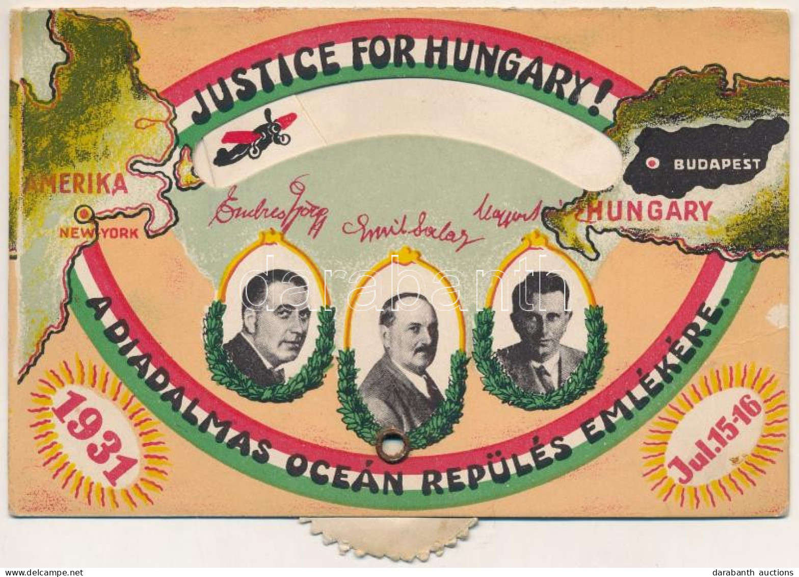 ** T2/T3 'Justice For Hungary!' A Diadalmas óceán Repülés Emlékére; Magyar Sándor, Endrész György, Szalay Emil; Mechanik - Unclassified