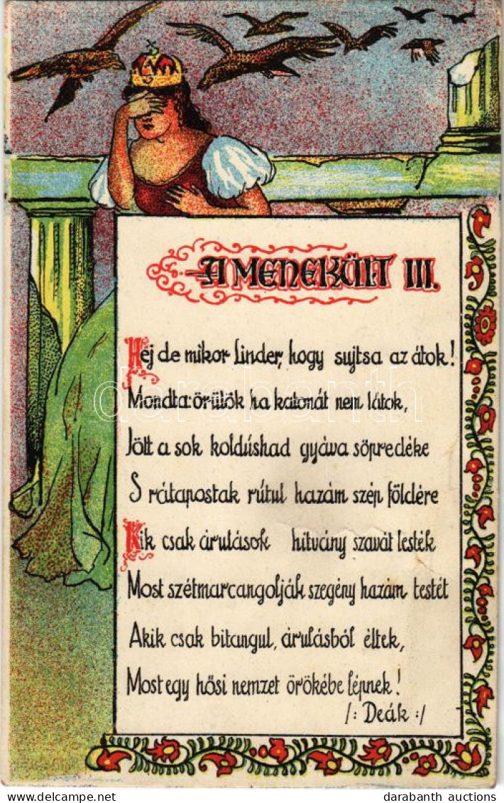 * T3 A Menekült III. Kiadja Deák J. / Hungarian Irredenta Propaganda Art Postcard, Litho (fa) - Non Classés