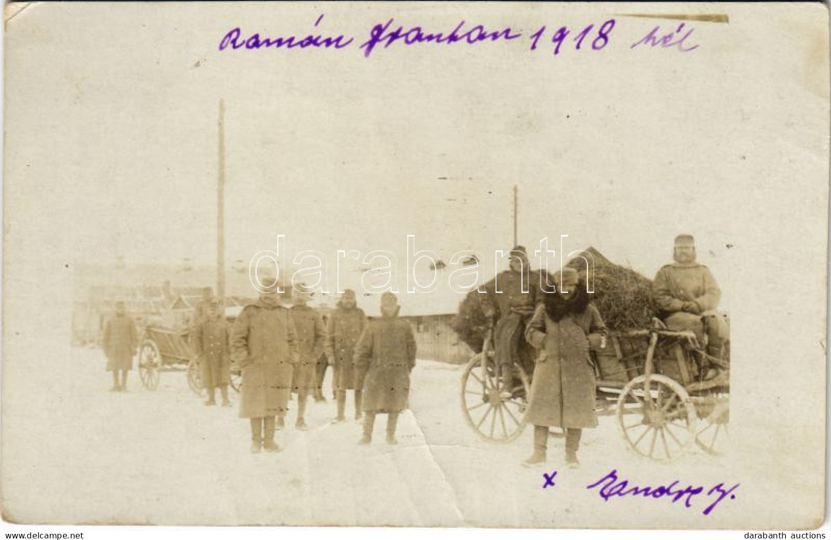 * T3 1918 Osztrák-magyar Katonák Télen A Román Fronton / WWI K.u.K. Military, Soldiers On The Romanian Front In Winter.  - Ohne Zuordnung