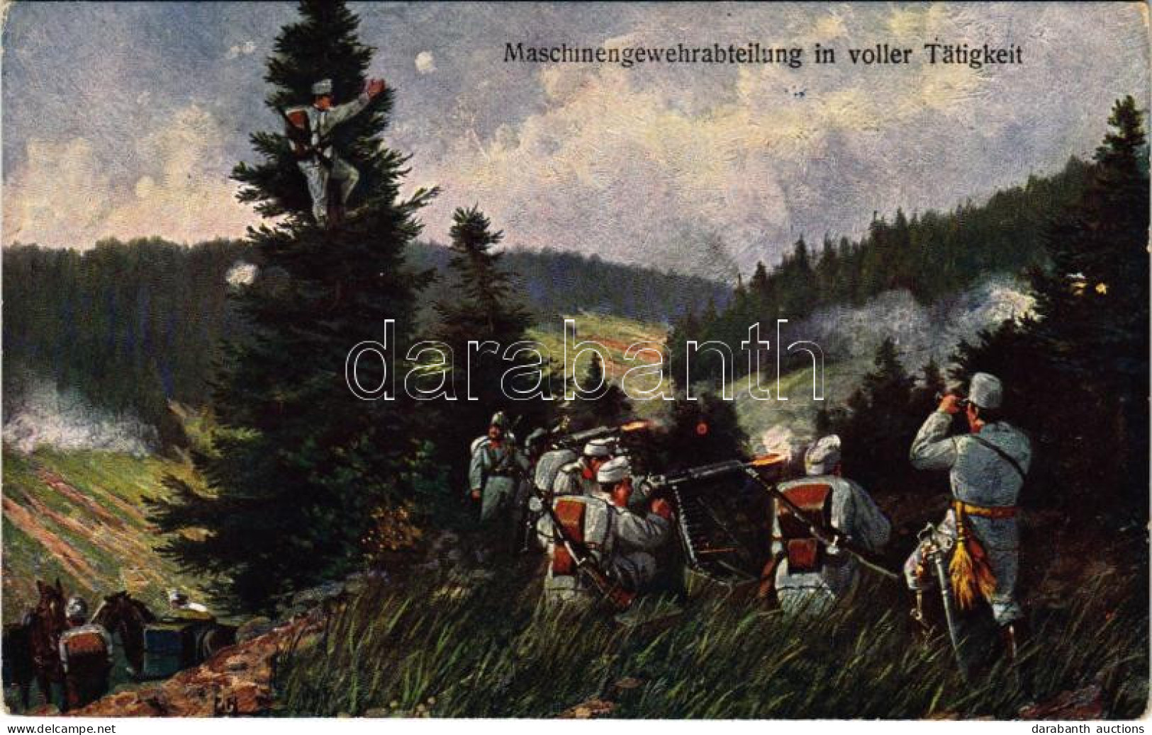 * T2/T3 Maschinengewehrabteilung In Voller Tätigkeit / WWI K.u.K. (Austro-Hungarian) Military Art Postcard, Machine Gun  - Non Classés