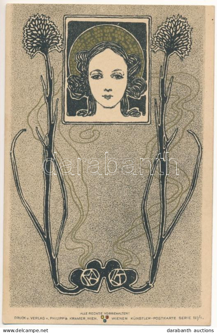 ** T1/T2 Art Nouveau Lady. Philipp & Kramer Wiener Künstler-Postkarte Serie III/1. S: Max Kurzweil, Leopold Kainradl - Non Classés