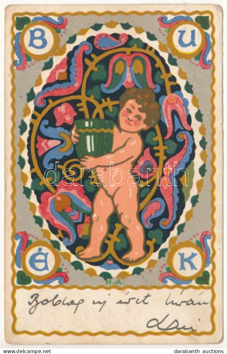 T2/T3 1930 BUÉK. Rigler József Ede Kiadása / Hungarian New Year Greeting Art Postcard S: H. A. (EK) - Non Classés