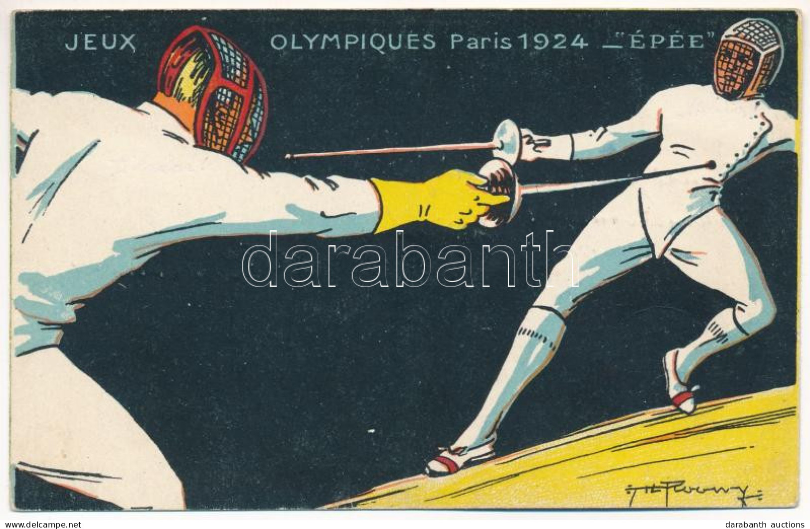 * T2 1924 Paris, Jeux Olympiques. Épée / 1924. évi Nyári Olimpiai Játékok, Vívás, Sport / 1924 Summer Olympics Advertise - Ohne Zuordnung