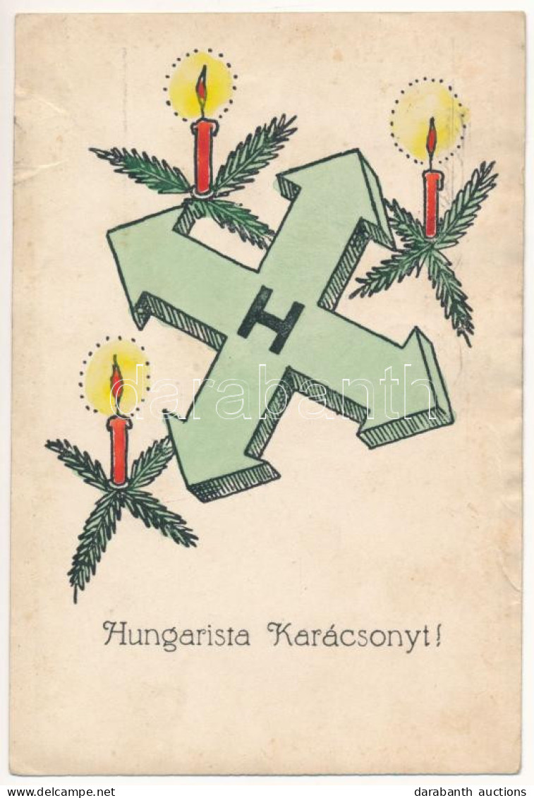 T3 1938 Hungarista Karácsonyt! A Magyar Hungarista Mozgalom Nyilaskeresztes üdvözlete, Propaganda / Hungarian Arrow Cros - Ohne Zuordnung