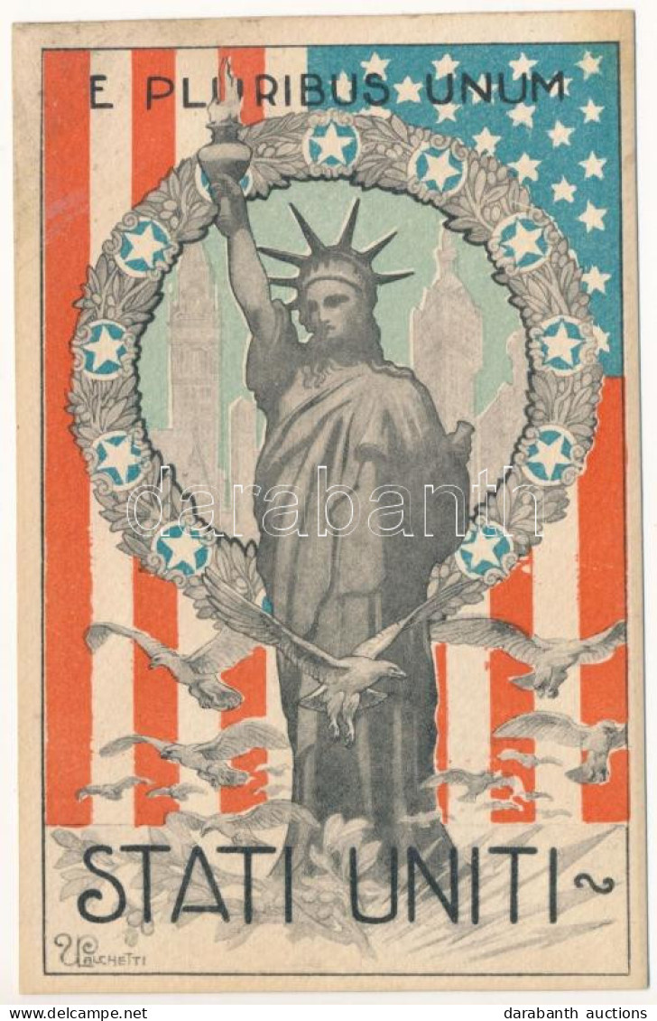 ** T2/T3 E Pluribus Unum Stati Uniti / "Out Of Many, One In The United States" American WWI Propaganda, Statue Of Libert - Ohne Zuordnung