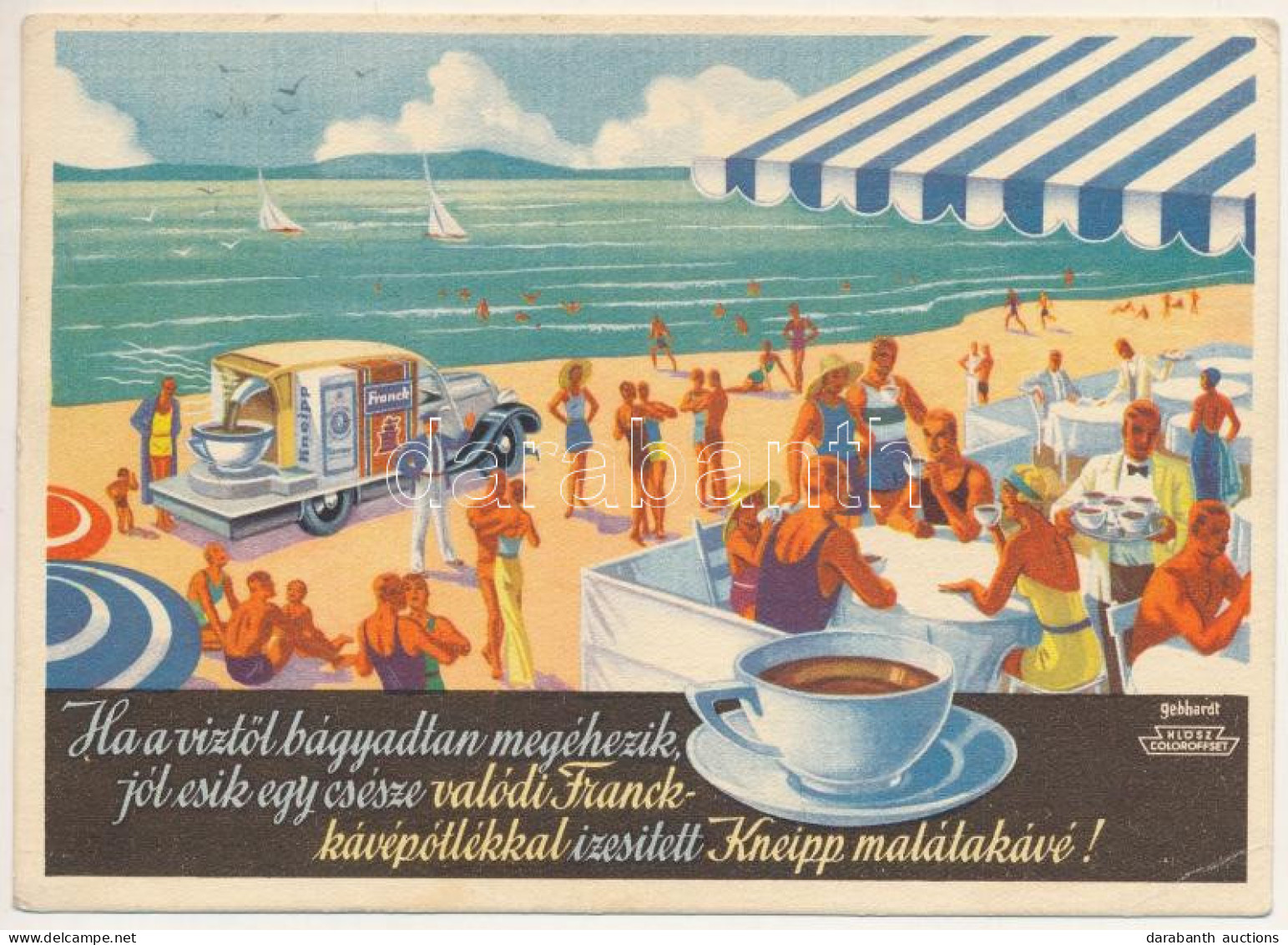 T2/T3 1937 Franck Kávépótlóval ízesített Kneipp Malátakávé Reklám. Franck Henrik Fiai Rt. Hangszórós Reklámautója, Klösz - Zonder Classificatie