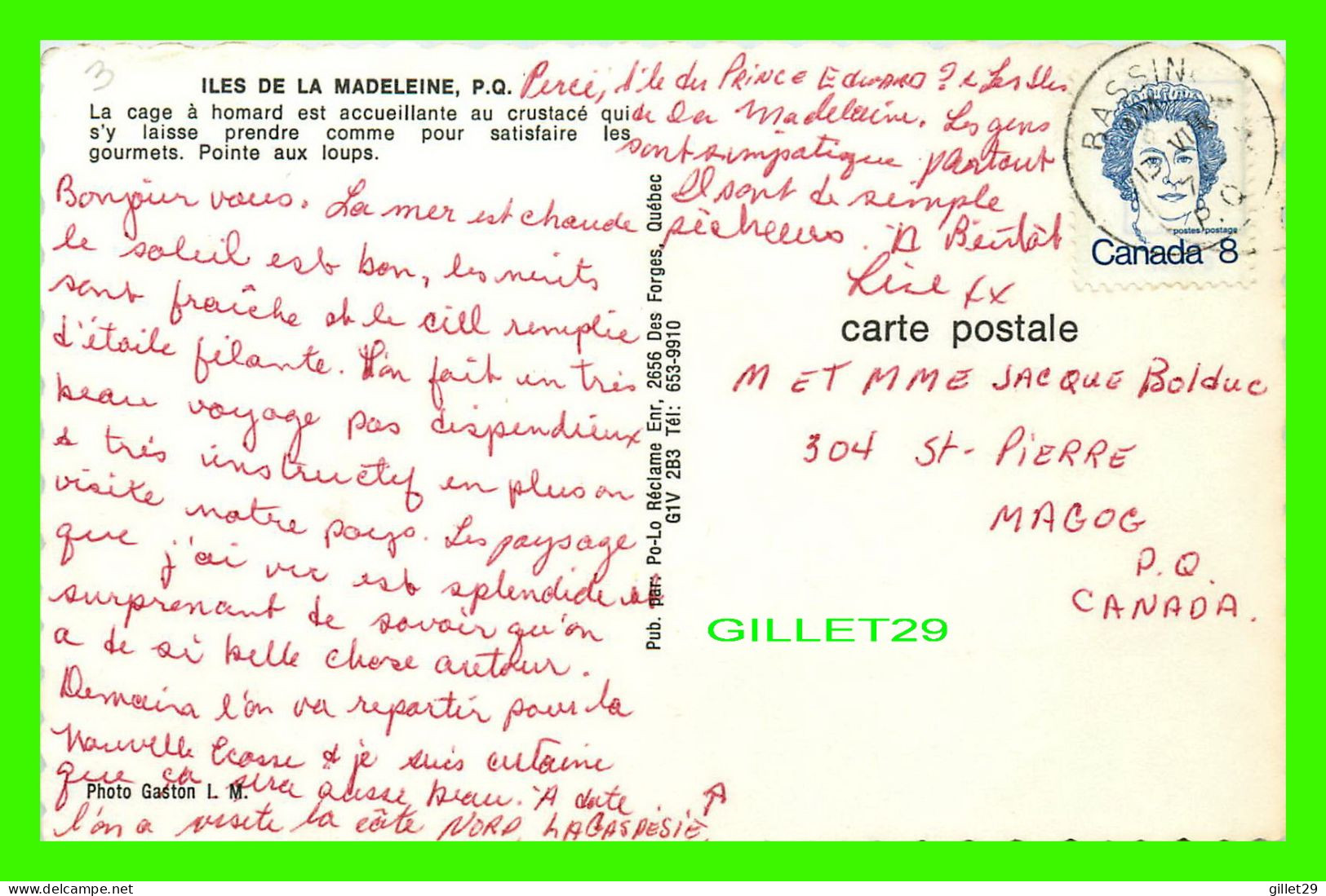 ILES DE LA MADELEINE, QUÉBEC - LA CAGE À HOMARD - CIRCULÉE EN 1978 -  PUB. PAR PO-LO RÉCLAME ENR. - - Other & Unclassified