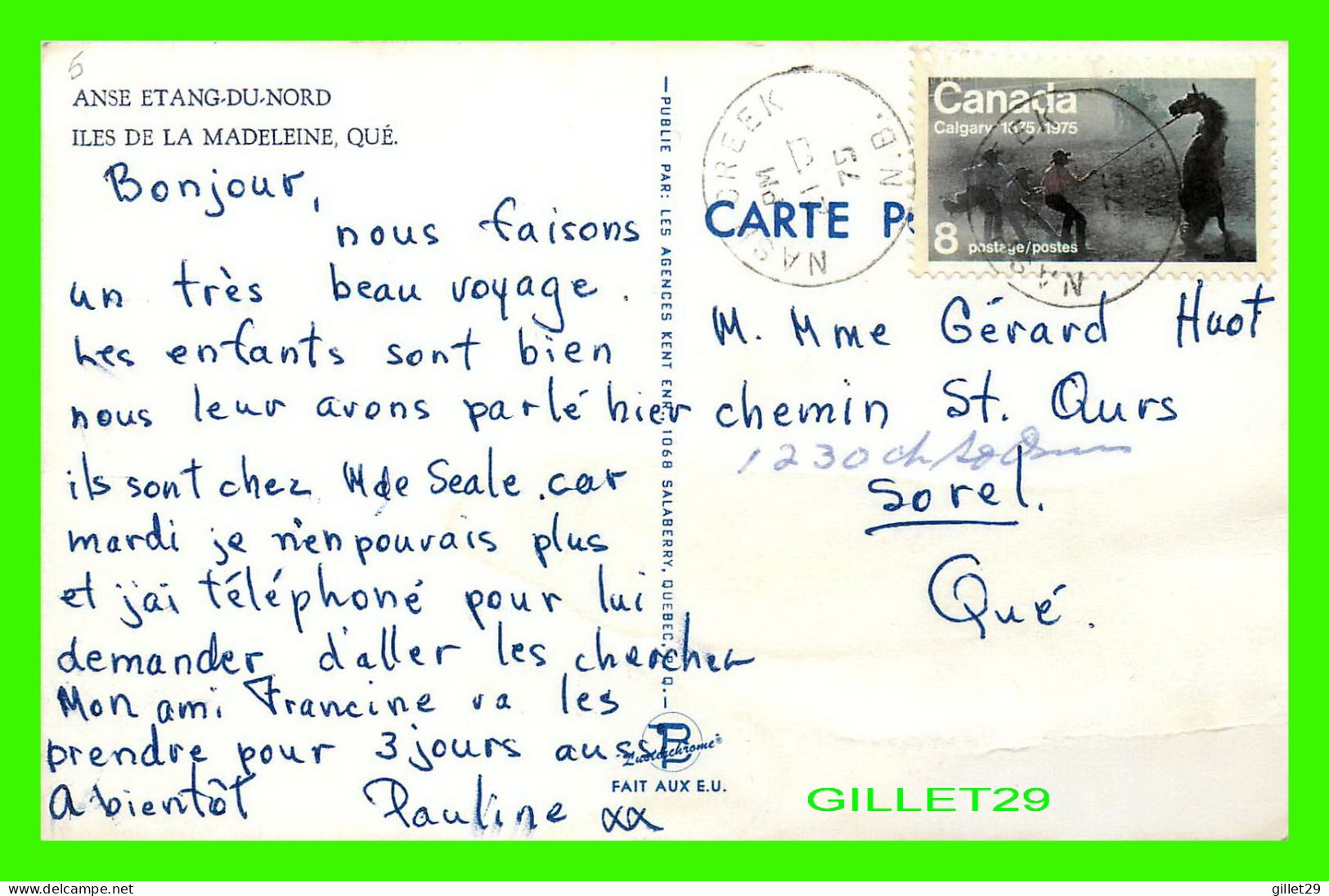 ILES DE LA MADELEINE, QUÉBEC - VUE DU VILLAGE ANSE ETANG-DU-NORD - CIRCULÉ EN 1975 - PUB. PAR LES AGENCES KENT ENR. - - Other & Unclassified