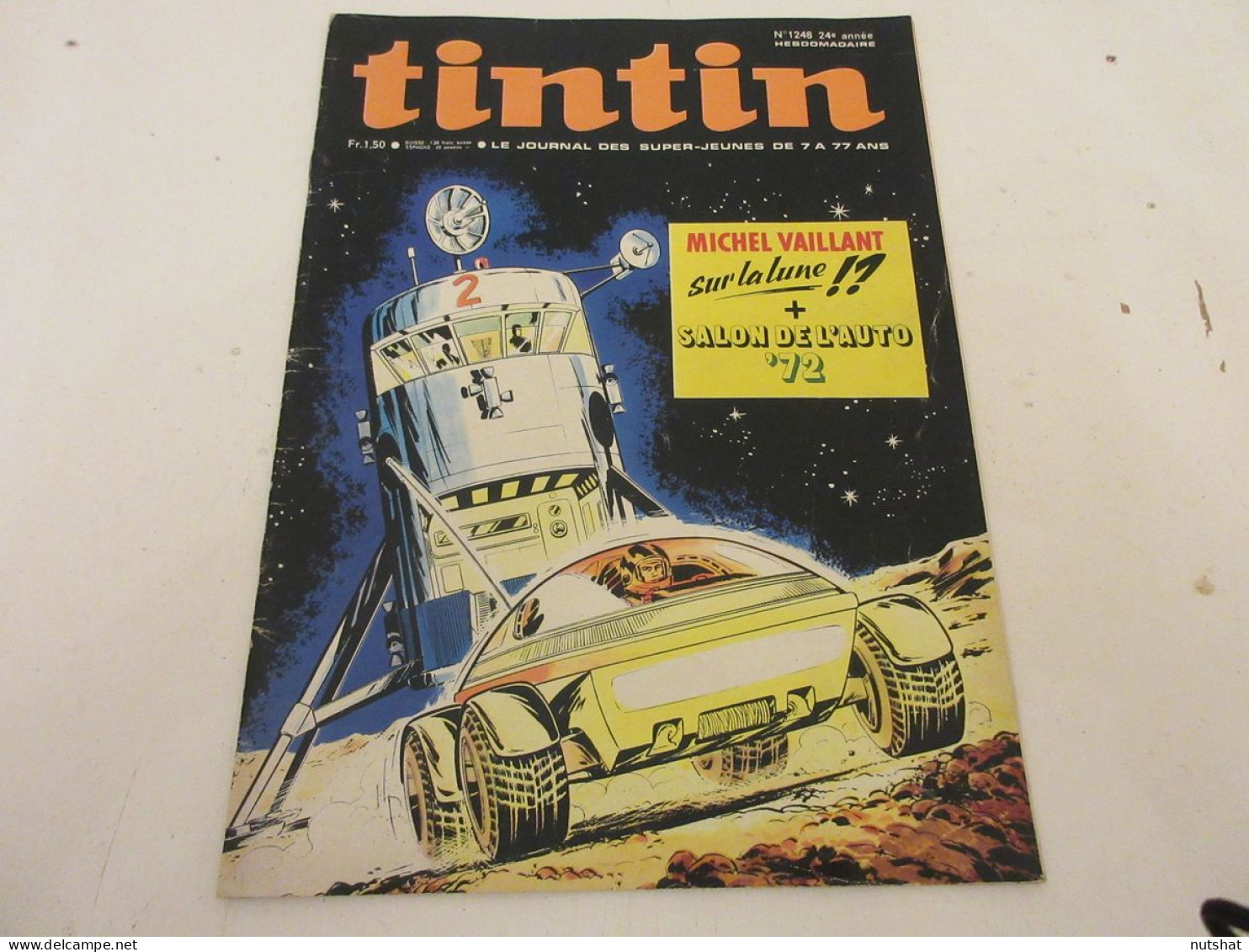 TINTIN 1248 28.09.1972 SALON De AUTO Michel VAILLANT CARICATURE Francois CEVERT  - Tintin
