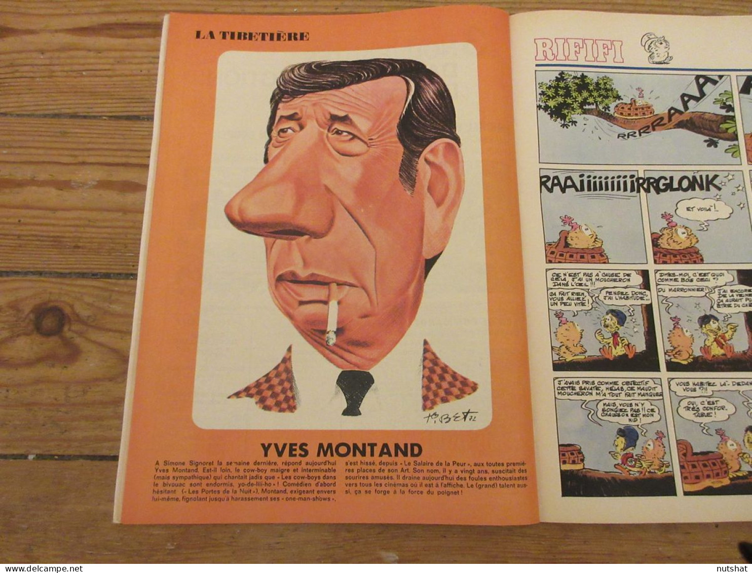 TINTIN 1241 10.08.1972 CARICATURE Yves MONTAND DOSSIER FEU BD Bob MOON TITANIA   - Tintin