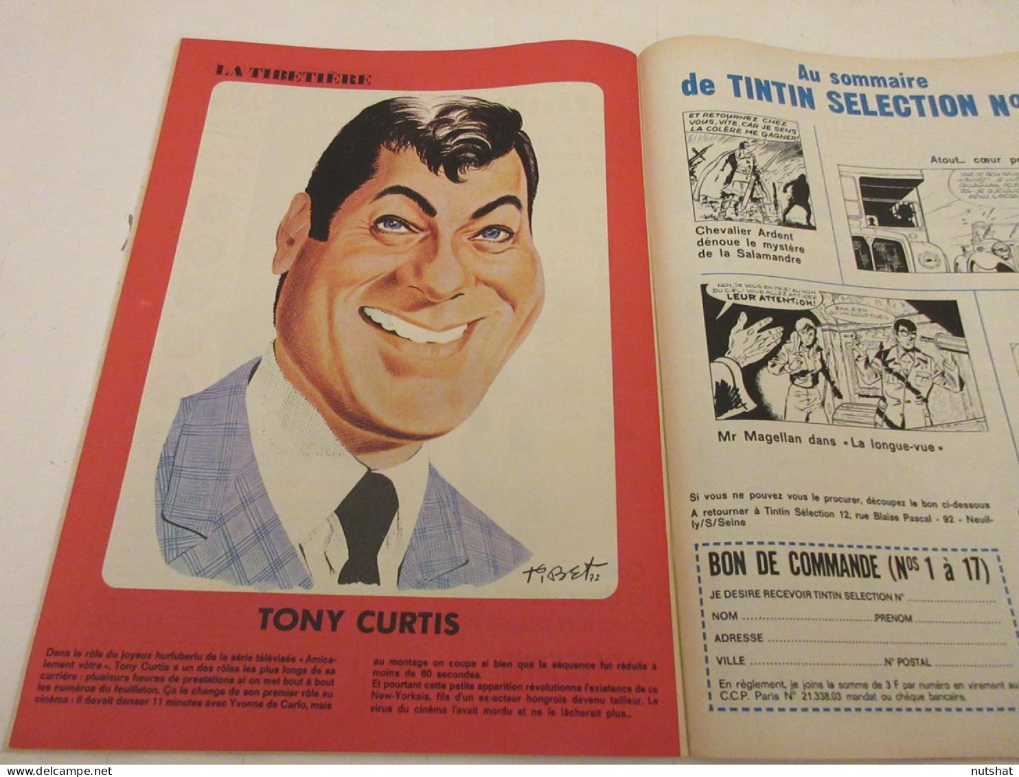 TINTIN 1257 30.11.1972 DOSSIER Les REVES CARICATURE Tony CURTIS ZOO Le COLVERT   - Tintin