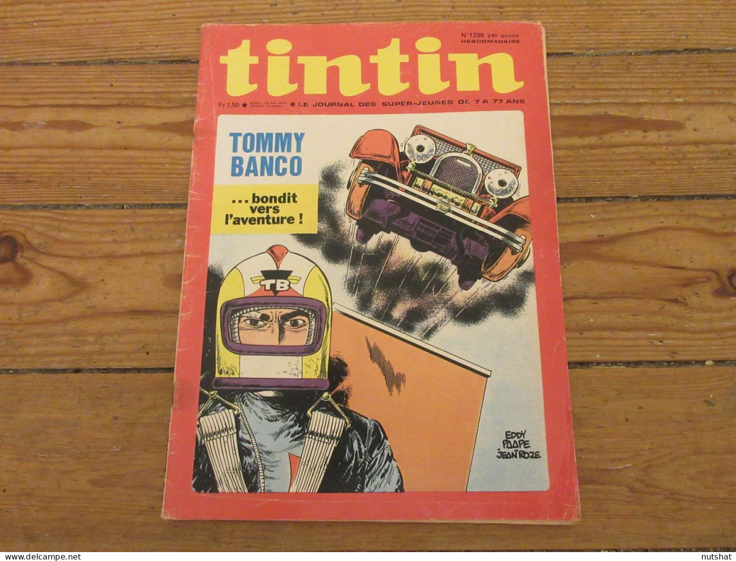 TINTIN 1239 27.07.1972 MINI-POSTER TOUNGA DOSSIER GROTTES CARICATURE POULIDOR    - Tintin