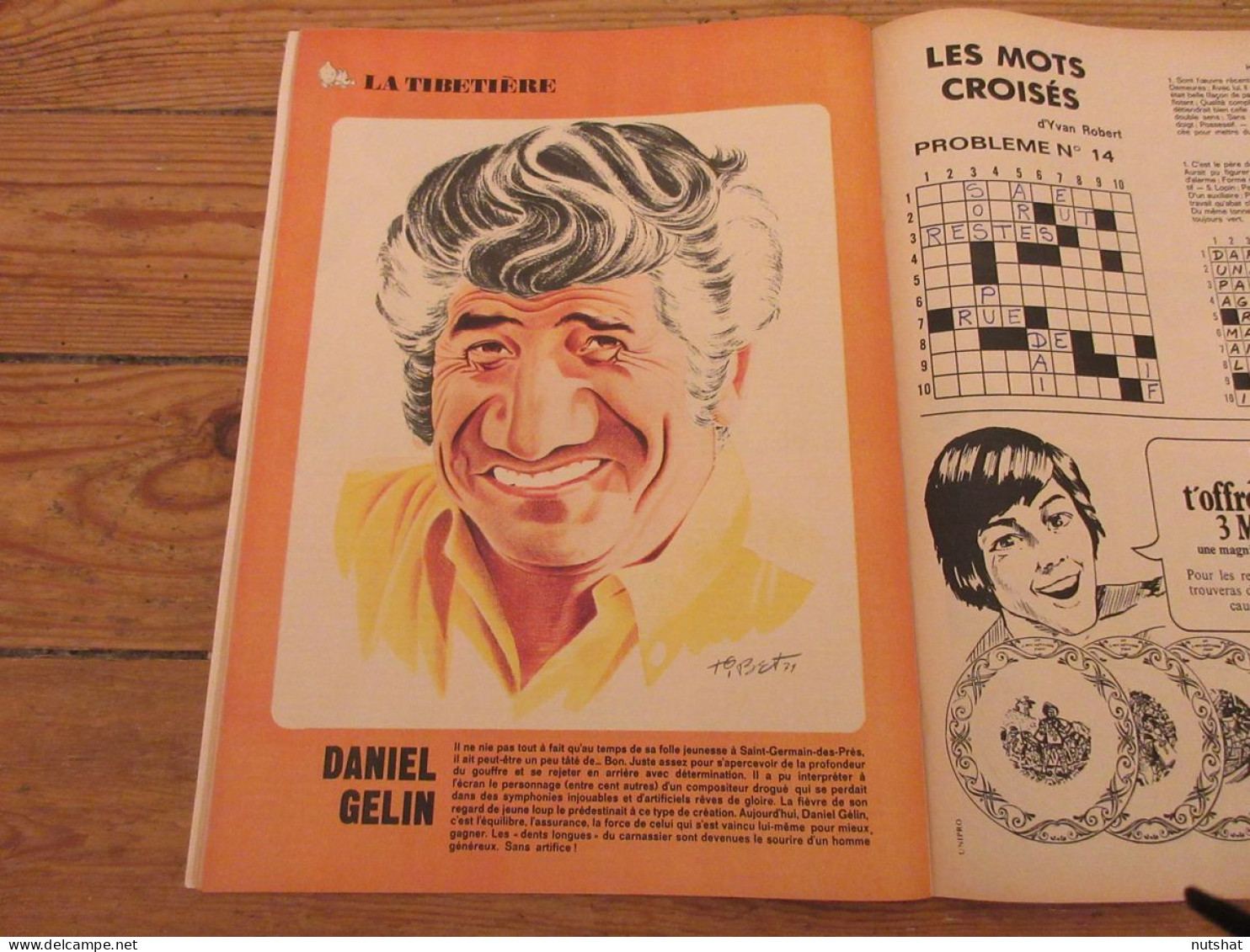 TINTIN 1228 11.05.1972 CARICATURE Daniel GELIN PUB JEU Le MOT Le PLUS LONG       - Tintin