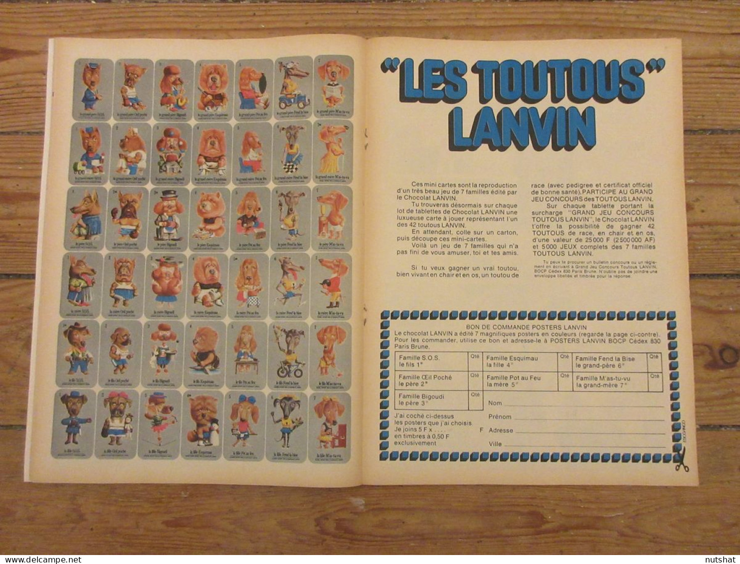 TINTIN 1219 09.03.1972 JEU Des 7 FAMILLES CHOCOLAT LANVIN AUTO RENAULT 5 R5      - Tintin