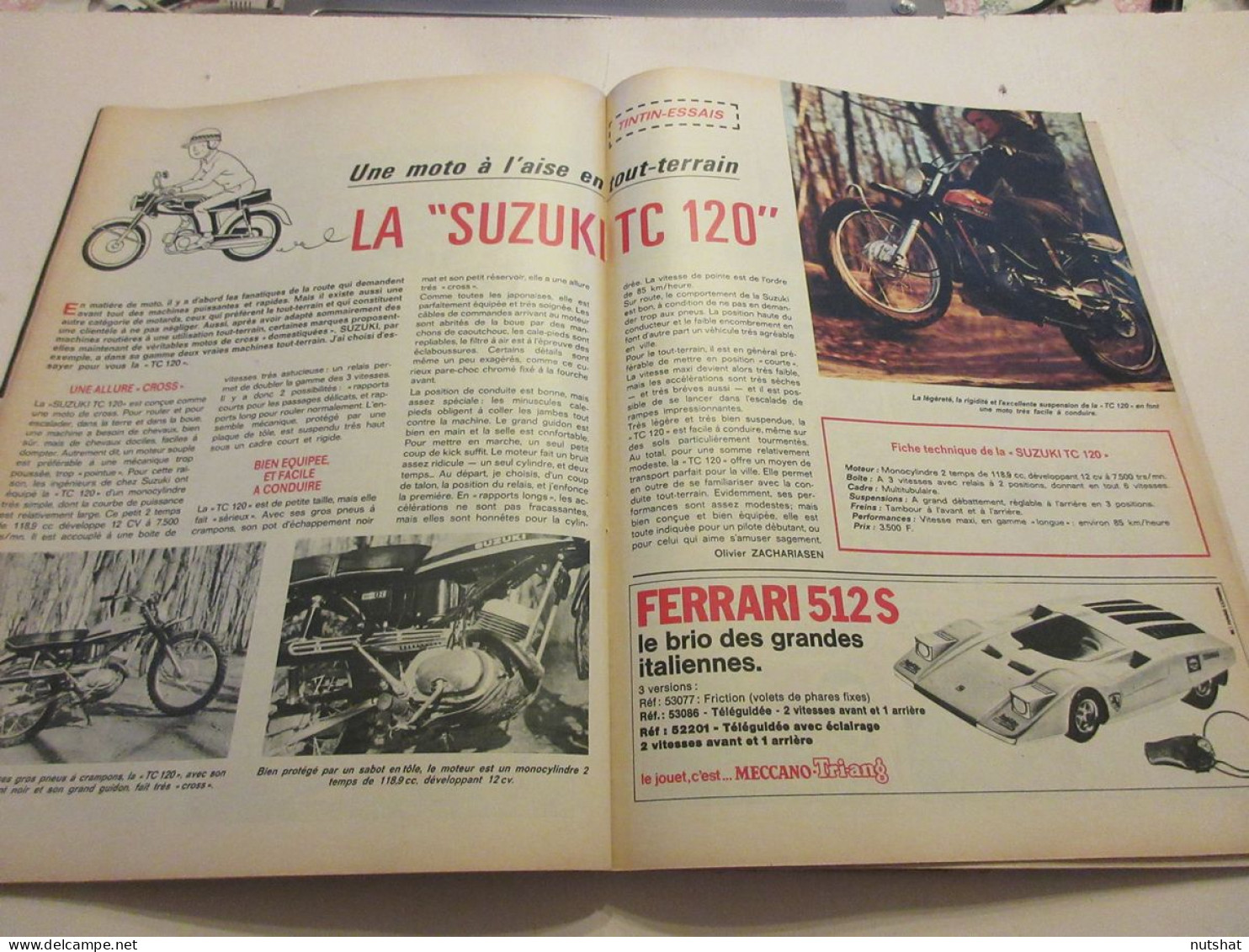 TINTIN 1193 09.09.1971 MOTO SUZUKI TC120 HISTOIRE COMPLETE Michel VAILLANT 8p.   - Tintin