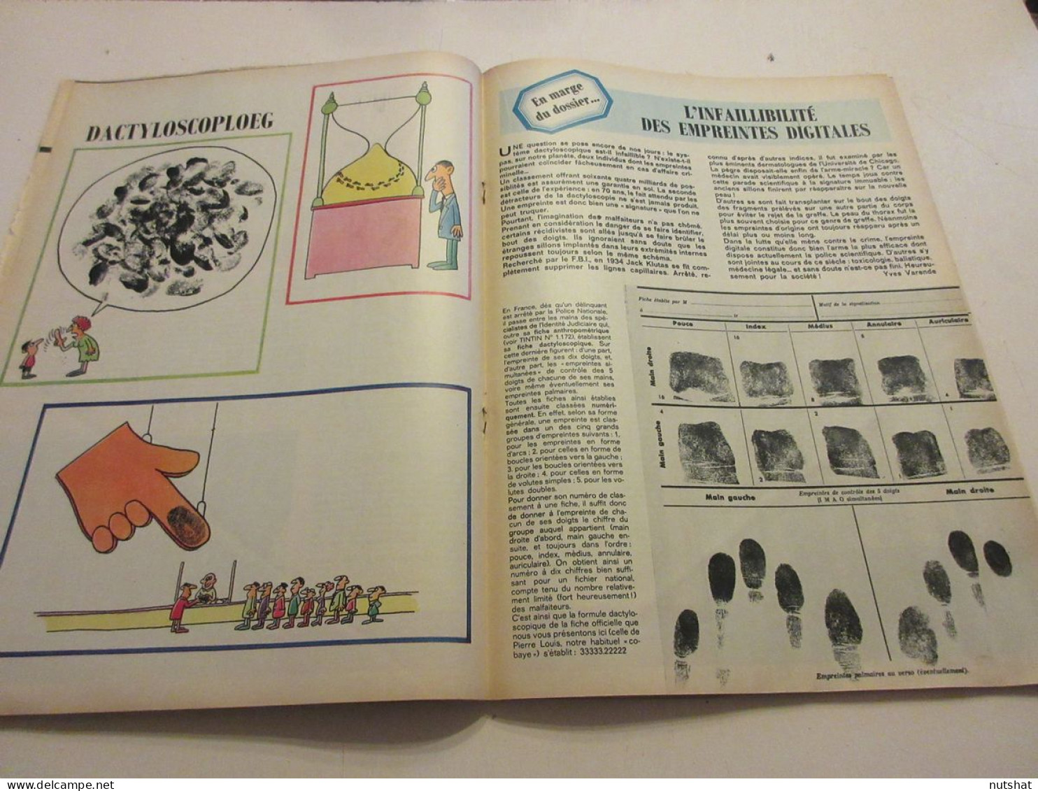 TINTIN 1196 30.09.1971 DOSSIER La DACTYLOSCOPIE Les EMPREINTES DIGITALES         - Kuifje