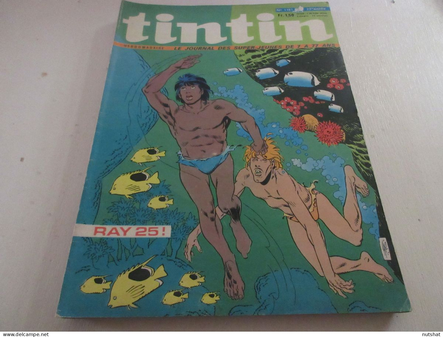 TINTIN 1191 26.08.1971 DOSSIER Les TRESORS ENGLOUTIS CARICATURE Kirk DOUGLAS     - Tintin