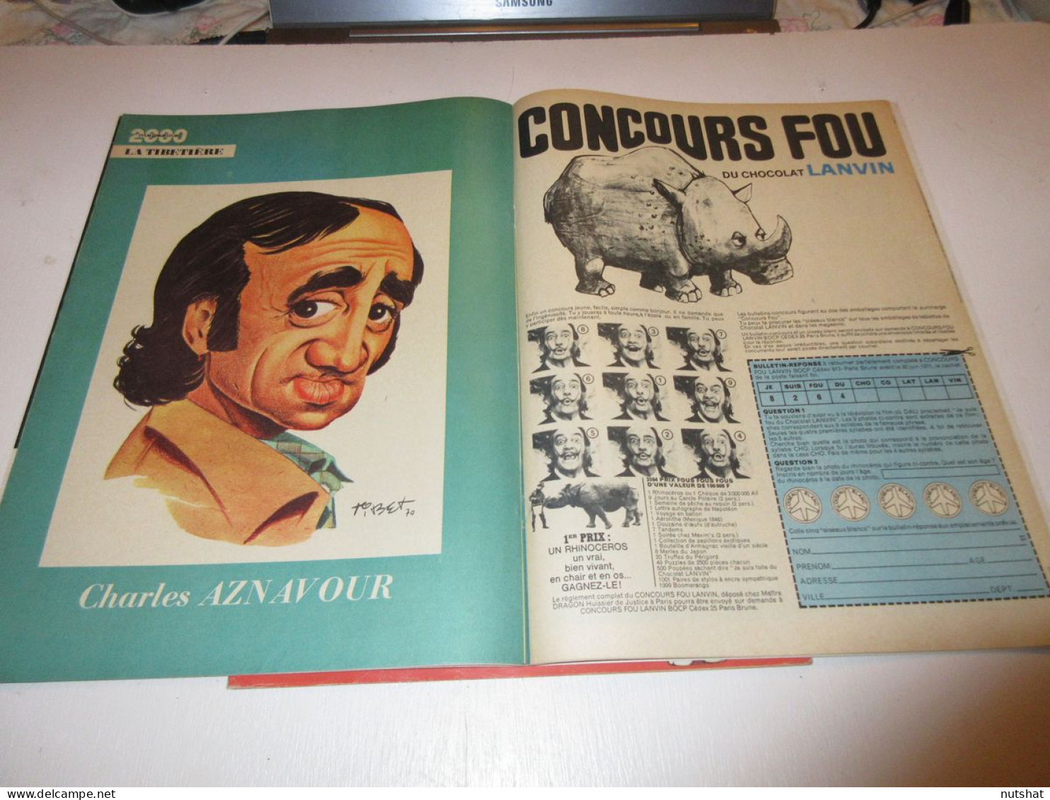 TINTIN 1165 25.02.1971 SERIE QUENTIN DURWARD Salvador DALI CARICATURE AZNAVOUR   - Tintin