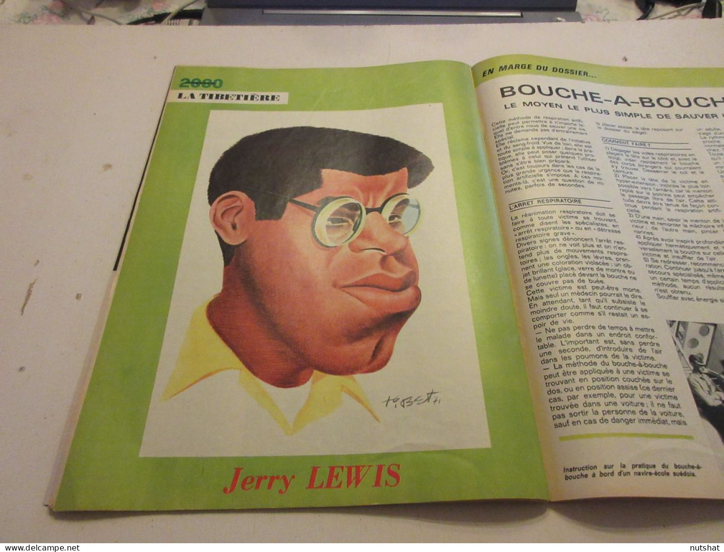 TINTIN 1184 08.07.1971 PARIS MAROC TEST "DUNE BUGGIES" CARICATURE Jerry LEWIS    - Kuifje