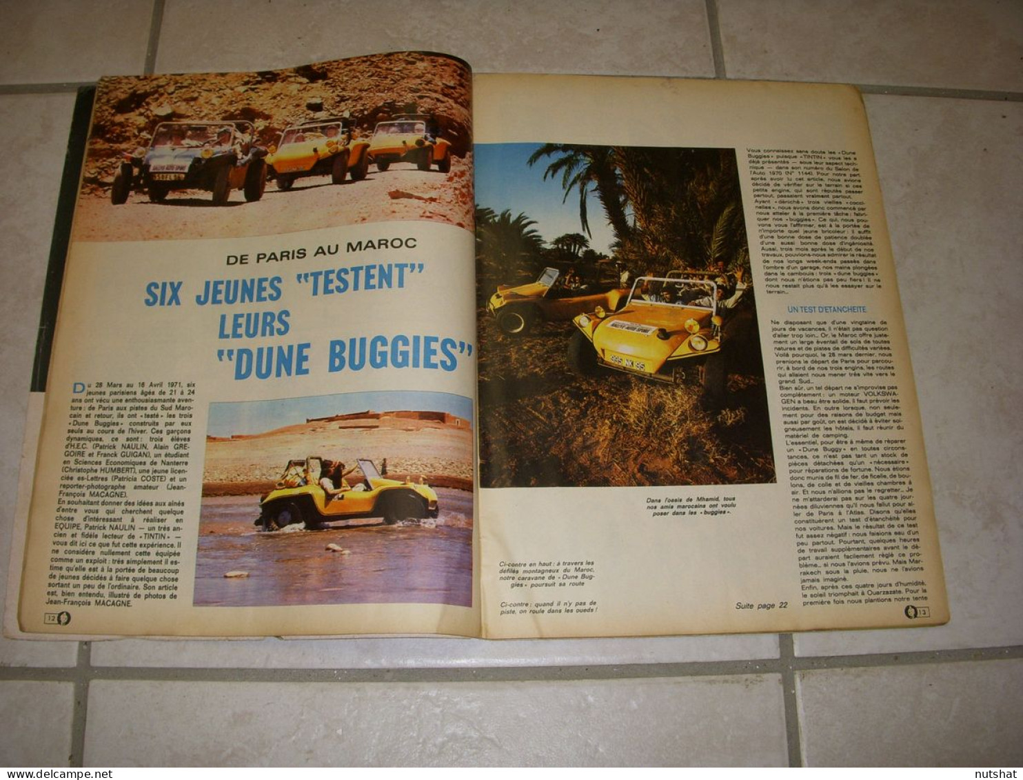 TINTIN 1184 08.07.1971 PARIS MAROC TEST "DUNE BUGGIES" CARICATURE Jerry LEWIS    - Tintin