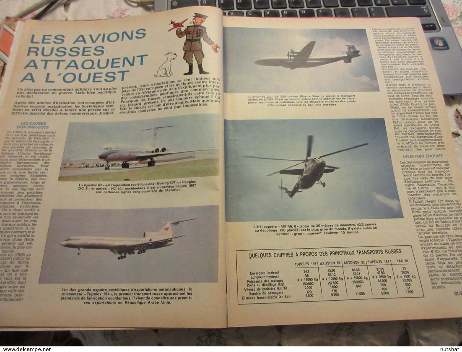 TINTIN 1132 09.07.1970 AVIONS CIVILS RUSSES HISTOIRE COMPLETE Ric HOCHET 8 Pages - Tintin