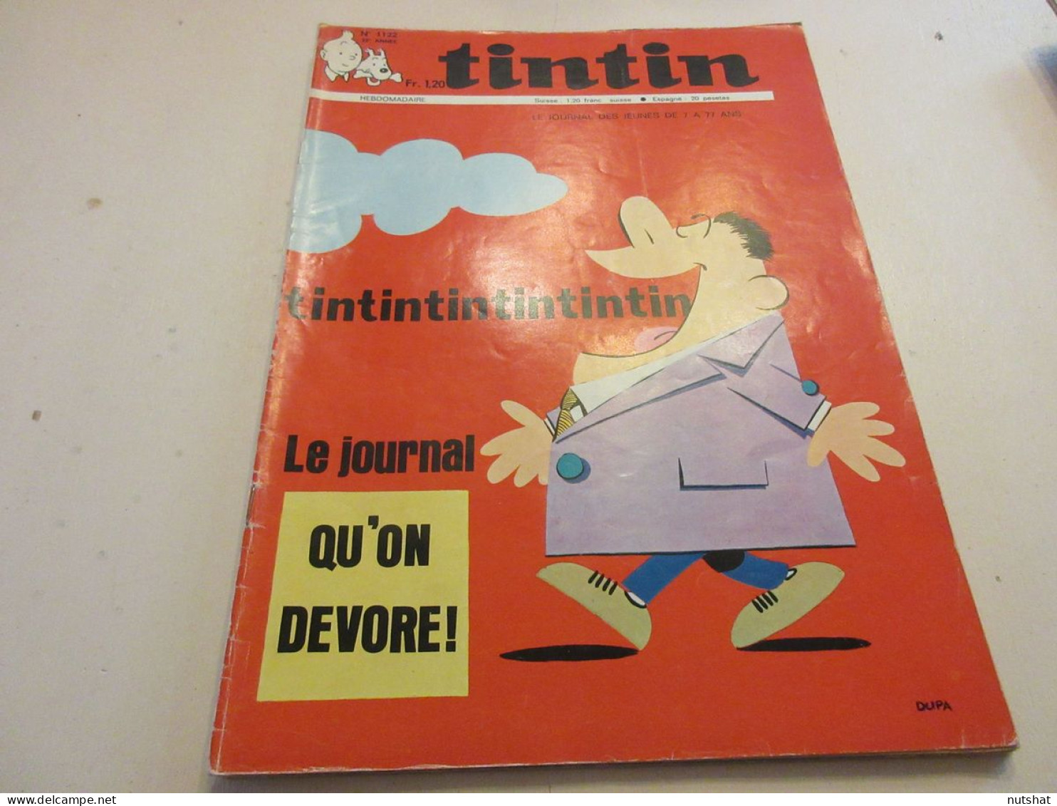 TINTIN 1122 30.04.1970 CYCLOMOTEUR CADY SNCF TURBOTRAIN PUBLICITE CARAN D'ACHE   - Tintin