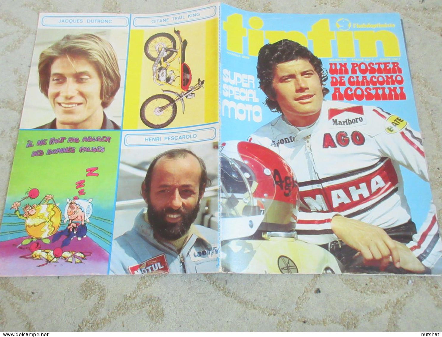 TINTIN 069 30.04.1974 RETRO VAILLANTE COMMANDO DUTRONC MOTO Giacomo AGOSTINI     - Tintin