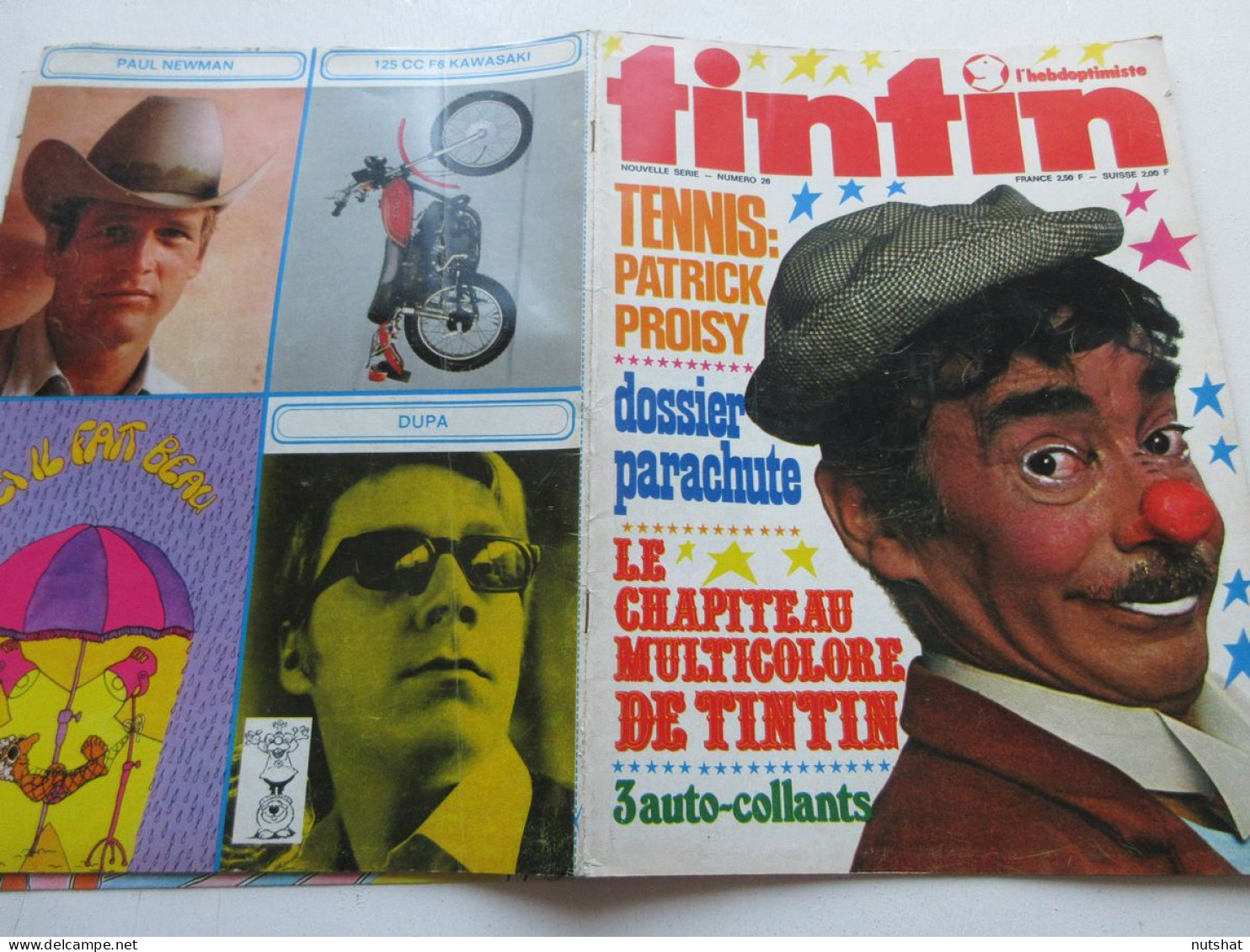TINTIN 026 03.07.1973 DOSSIER PARACHUTISME CIRQUE TINTIN TENNIS Patrick PROISY   - Tintin